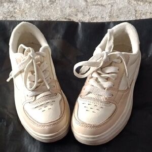 Zara Off-White Canvas Sneakers with Cream Insole